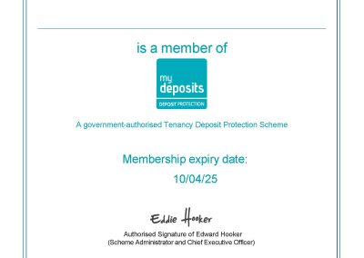 MyDeposits membership certificate for 2024 to 2025
